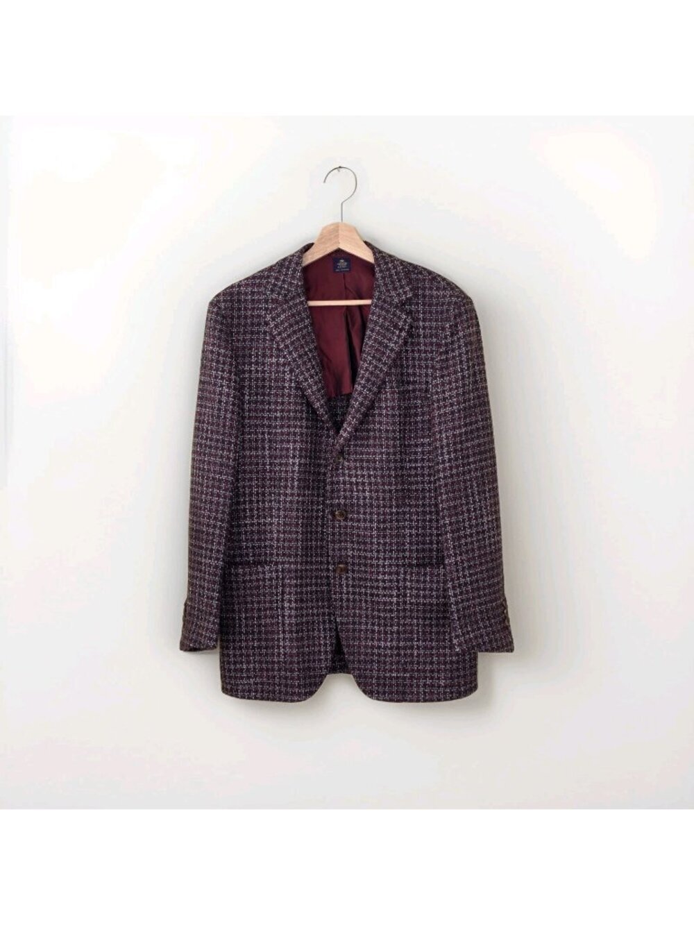 ​Luigi Borrelli Napoli Royal Collection Blazer 52 40R Slim Fit Red Gray Wool